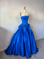 Vintage Ball Gown Strapless Burgundy Sleeveless Satin 90S Classy Prom Dresses Inspiration Party Dress Princess Graduation Dress