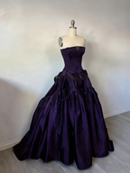 Vintage Ball Gown Strapless Burgundy Sleeveless Satin 90S Classy Prom Dresses Inspiration Party Dress Princess Graduation Dress