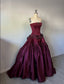 Vintage Ball Gown Strapless Burgundy Sleeveless Satin 90S Classy Prom Dresses Inspiration Party Dress Princess Graduation Dress