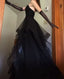 Vintage Ball Gown Strapless Sleeveless Long Tulle Black Prom Dress