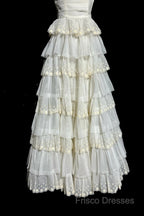 Vintage Ball Gown Strapless White Lace Formal Prom Gown Fairy Formal Prom Dress