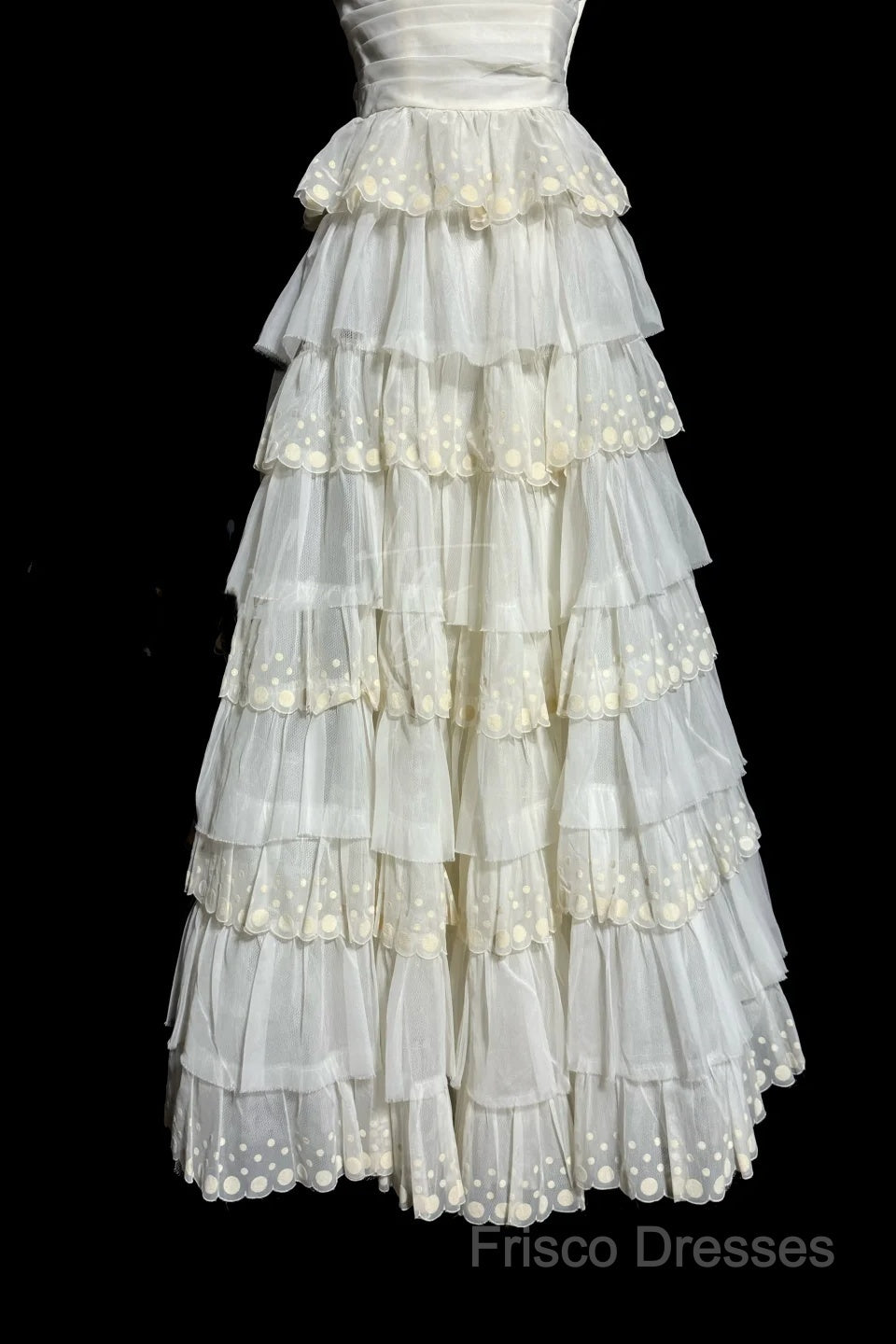 Vintage Ball Gown Strapless White Lace Formal Prom Gown Fairy Formal Prom Dress