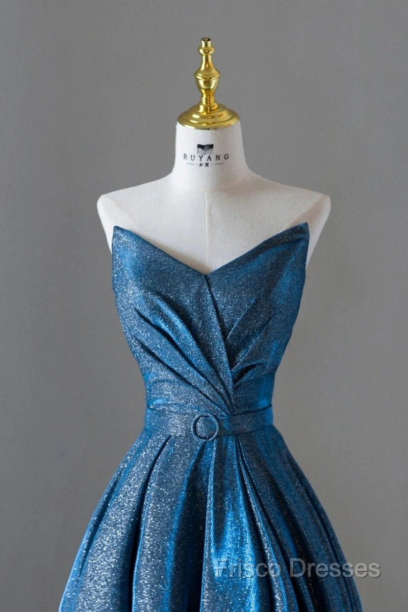 Vintage Ball Gown Sweetheart Blue Sequin Long Formal Prom Gown Fairy Formal Prom Dress