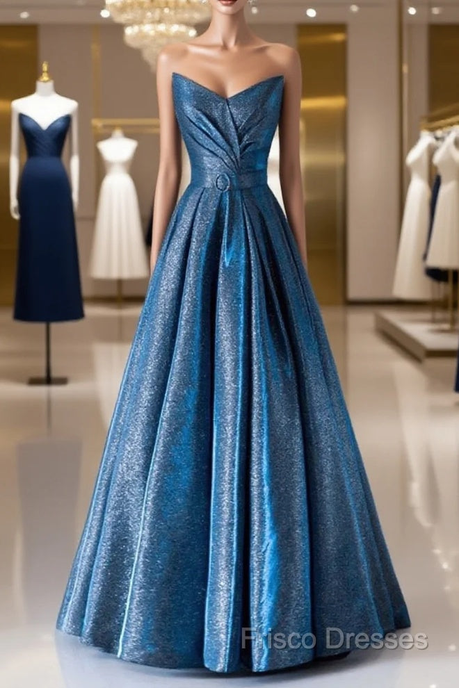 Vintage Ball Gown Sweetheart Blue Sequin Long Formal Prom Gown Fairy Formal Prom Dress Main image