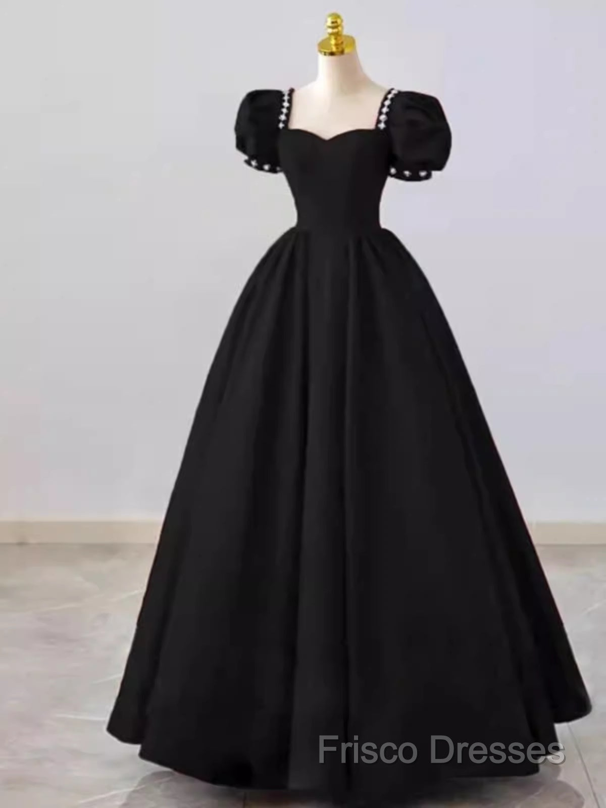 Vintage Ball Gown Sweetheart Satin Black Long Formal Prom Dress Formal Dress Secondary image