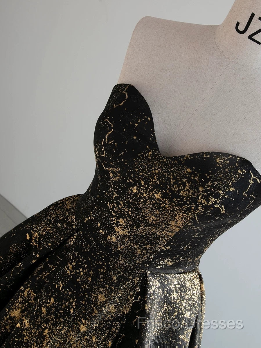 Vintage Ball Gown Sweetheart Sleeveless Long Formal Prom Gown Fairy Black Formal Prom Dress