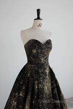 Vintage Ball Gown Sweetheart Sleeveless Long Formal Prom Gown Fairy Black Formal Prom Dress