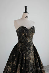 Vintage Ball Gown Sweetheart Sleeveless Long Prom Gown Fairy Black Prom Dresses