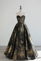 Vintage Ball Gown Sweetheart Sleeveless Long Prom Gown Fairy Black Prom Dresses