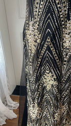Vintage Black And Gold Mermaid Strappy Sequin Embroidered Long Prom Dress Evening Dress