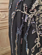 Vintage Black Mermaid Halter Neck Beaded Chiffon Long Prom Dress Evening Dress