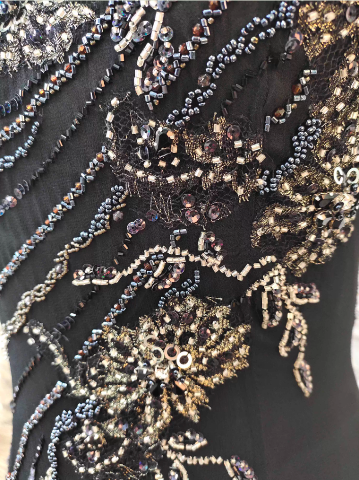 Vintage Black Mermaid Halter Neck Beaded Chiffon Long Prom Dress Evening Dress