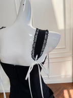 Vintage Black Mermaid Lace And Satin Long Prom Dress