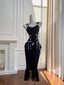 Vintage Black Mermaid Lace And Satin Long Prom Dress
