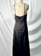 Vintage Black Peacock Feather Embroidered Slim-Fit Satin Long Prom Dress Evening Dress