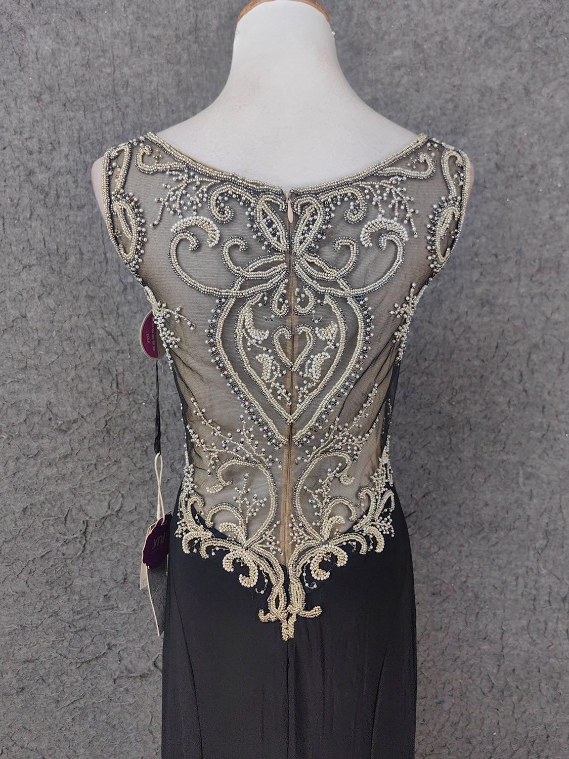 Vintage Black V-Neck Beaded Chiffon Long Prom Dress Evening Dress