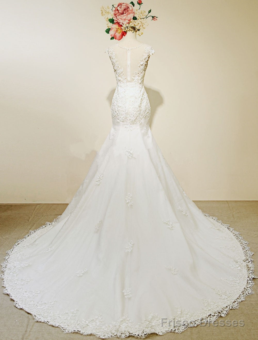 Vintage Cap Sleeves Lace Mermaid Wedding Dresses