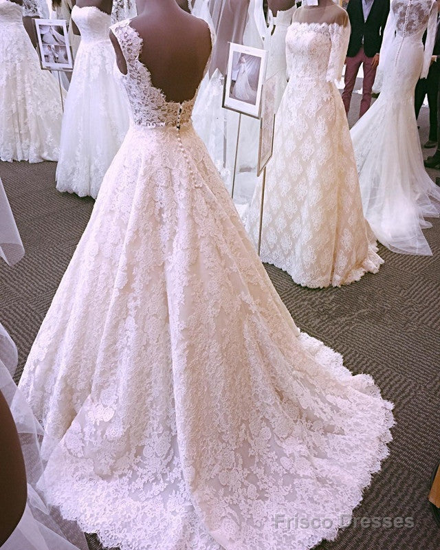 Vintage Cap Sleeves Open Back Lace Wedding Dresses Secondary image