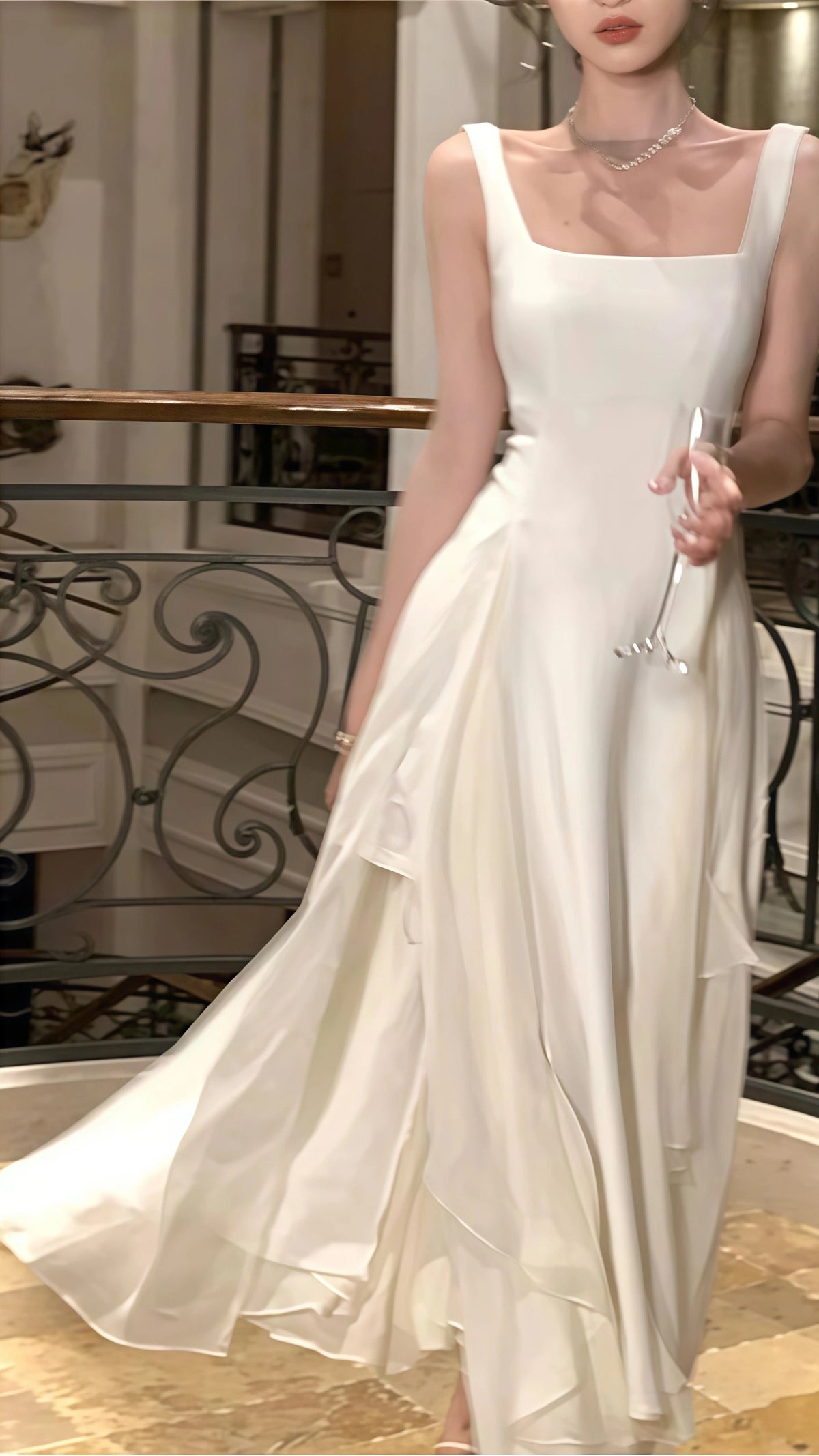 Vintage & Classic Ivory Chiffon Evening Prom Dresses – Frisco Dresses