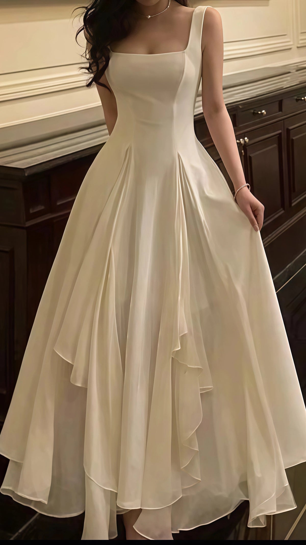 Vintage & Classic Ivory Chiffon Evening Prom Dresses – Frisco Dresses