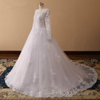 Vintage Custom Long Sleeves Lace Wedding Dress Cheap Appliques