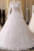 Vintage Custom Long Sleeves Lace Wedding Dress Cheap Appliques