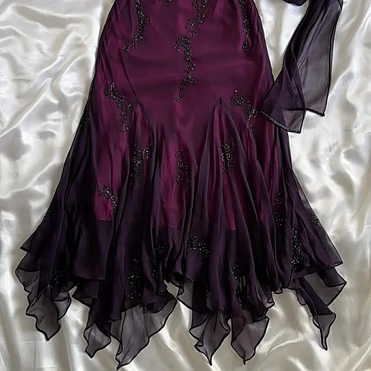 Vintage Dark Purple Halter-Neck Beaded Ruffled Charming Prom Dress Eve – Frisco Dresses