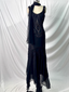 Vintage Elegant Black Mermaid Asymmetrical Hem Beaded Chiffon Long Prom Dress Evening Dress