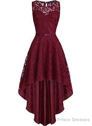Vintage Elegant Floral Lace Sleeveless High Low Homecoming Dress Main image