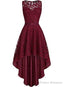 Vintage Elegant Floral Lace Sleeveless High Low Homecoming Dress
