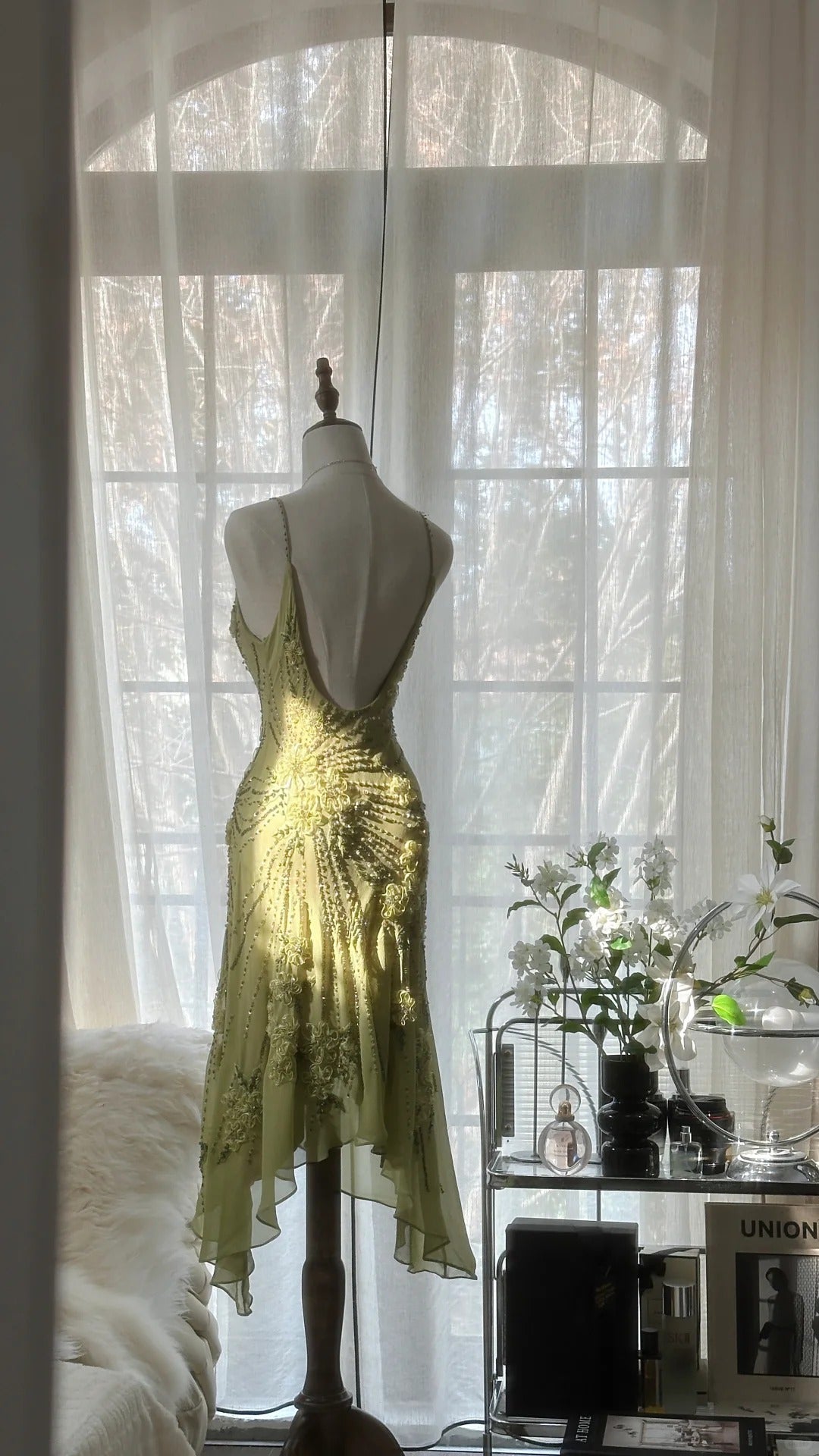 Vintage Evening Dresses, Sleeveless Green Party Gowns