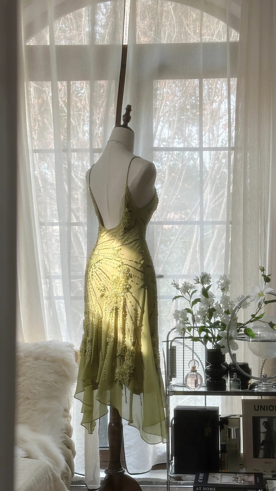 Vintage Evening Dresses, Sleeveless Green Party Gowns