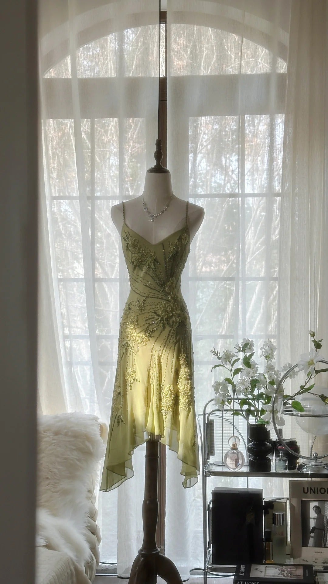Vintage Evening Dresses, Sleeveless Green Party Gowns