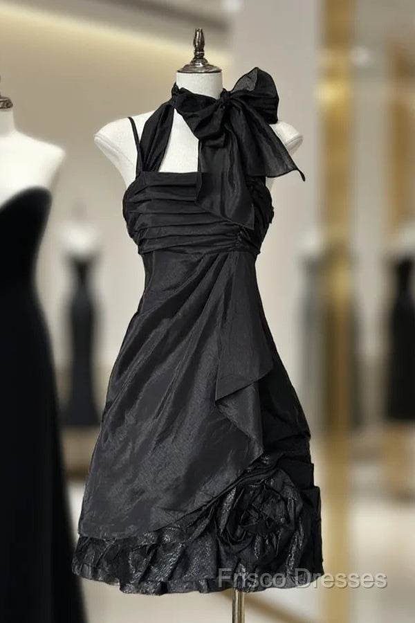 Vintage Fashion A Line Black Short Length Homecoing Birthday Dress Formal Prom Dress Main image