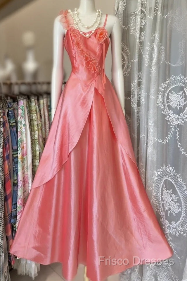 Vintage Fashion A Line Spaghetti Straps Pink Floor Length Formal Dress Formal Prom Dress Main image