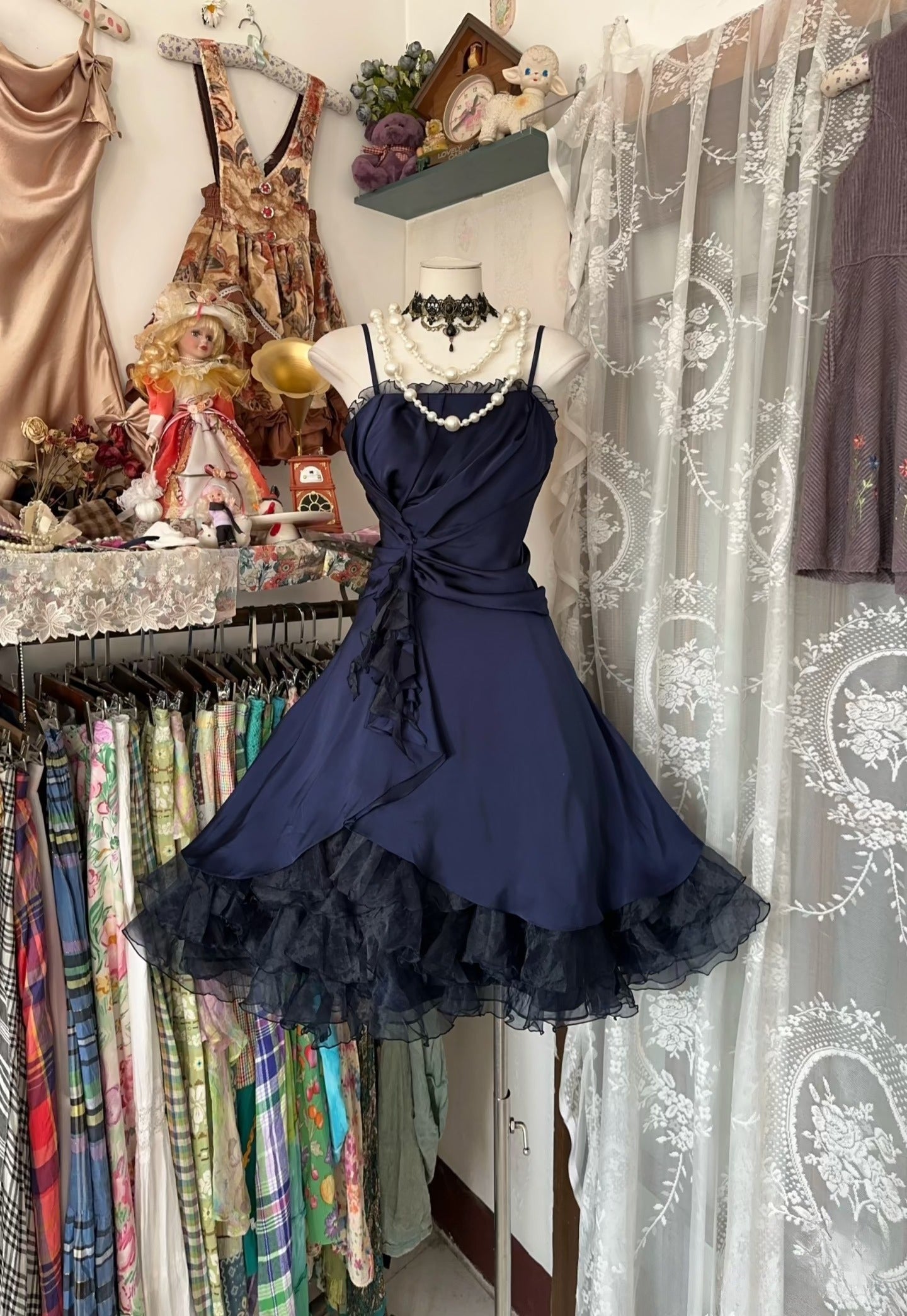 Vintage Fashion Ball Gown Navy Blue Short Length Homecoing Birthday Dress Cocktail Dresses Main image