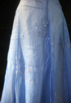 Vintage Gradient Light Blue A-Line Spaghetti Strap Beaded Tulle Long Prom Dress Evening Dress