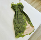 Vintage Green Dress Lace Prom Dresses