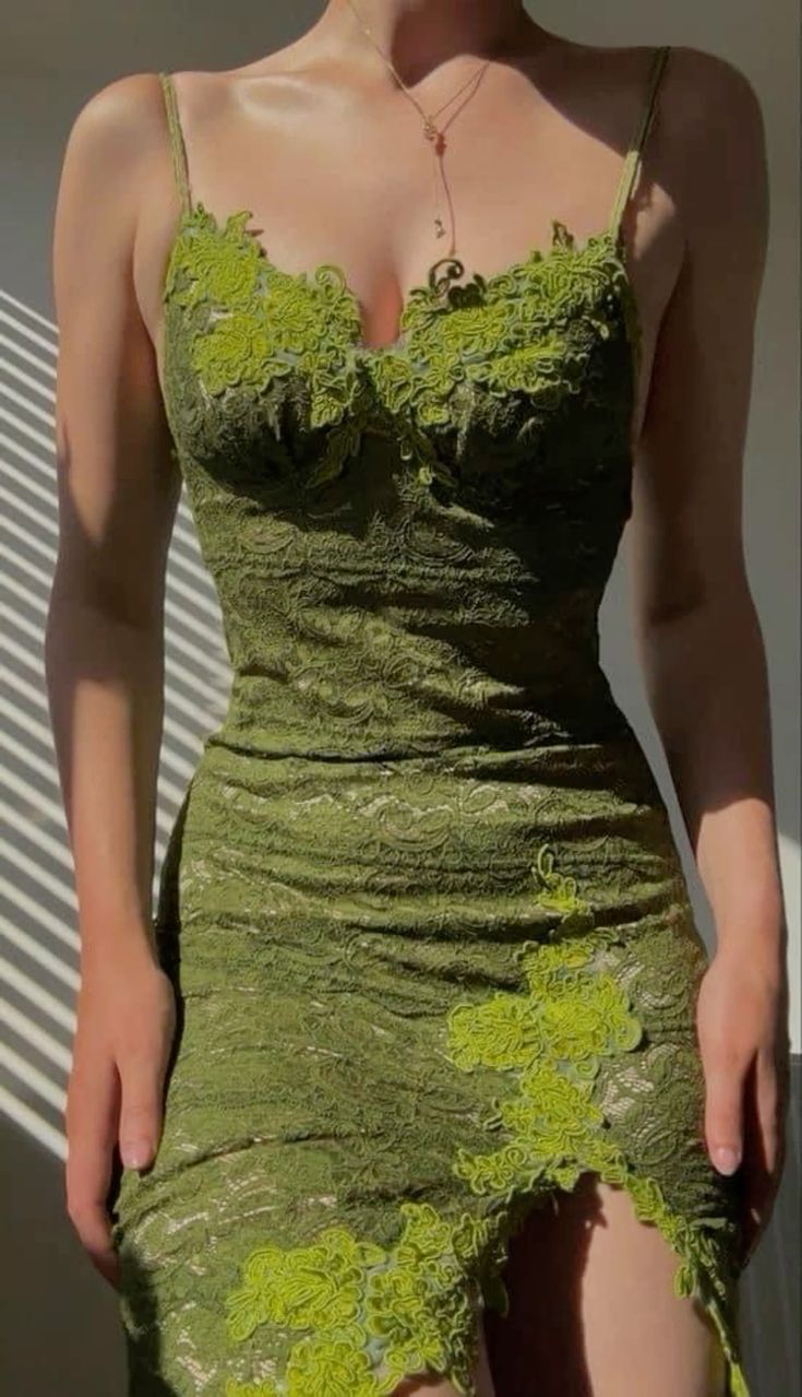 Vintage Green Dress Lace Prom Dresses