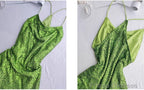 Vintage Green Sheath Spaghetti Strap Sequined Prom Dress Birthday Dress