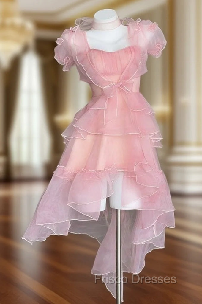 Vintage High Low Pink Homecoming Dress 18Th Birthday Outfits Main image