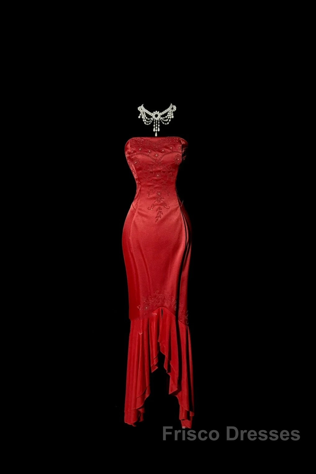 Vintage High Low Strapless Red Long Formal Prom Gown Fairy Formal Prom Dress Secondary image