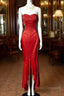 Vintage High Low Strapless Red Long Formal Prom Gown Fairy Formal Prom Dress