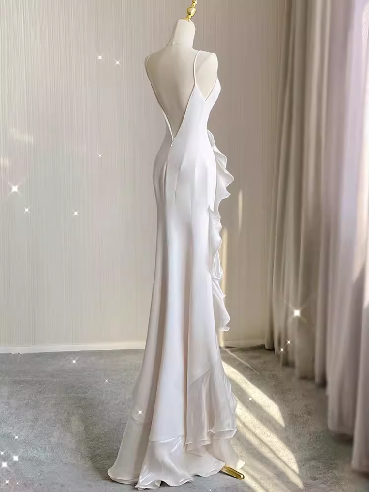Vintage High Low White Chiffon Wedding Dresses
