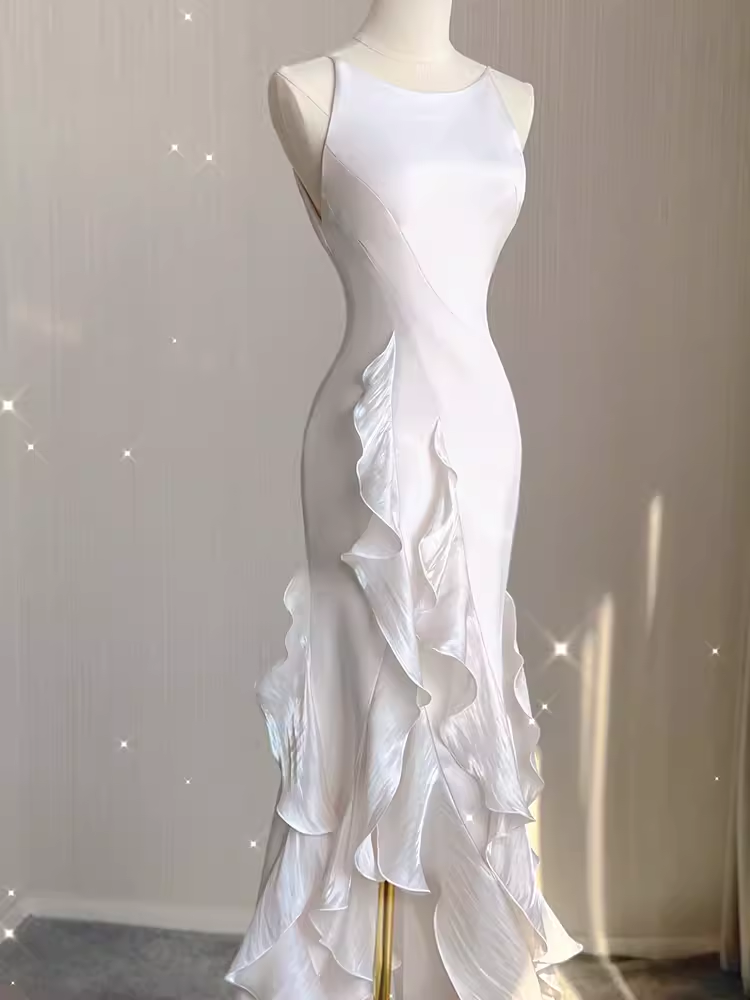 Vintage High Low White Chiffon Wedding Dresses