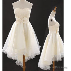 Vintage Junior Ivory Hi Low Strapless Sweetheart Lovely Bow Knot Homecoming Dresses