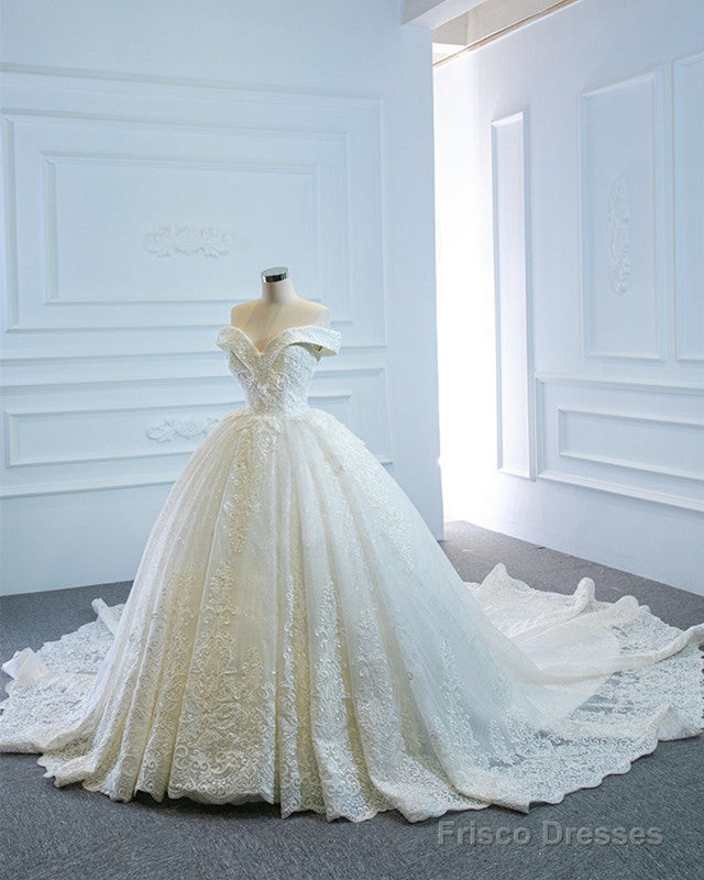 Vintage Lace Wedding Dress Off The Shoulder Bridal Gown