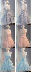 Vintage Light Grey Clairvoyant Outfit Sleeveless Appliques Keyhole Lace Up Back Bow Sash Homecoming Dress