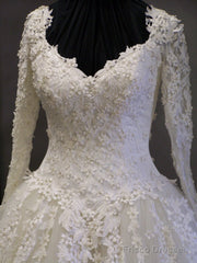 Vintage Long Sleeves Wedding Dresses Princess