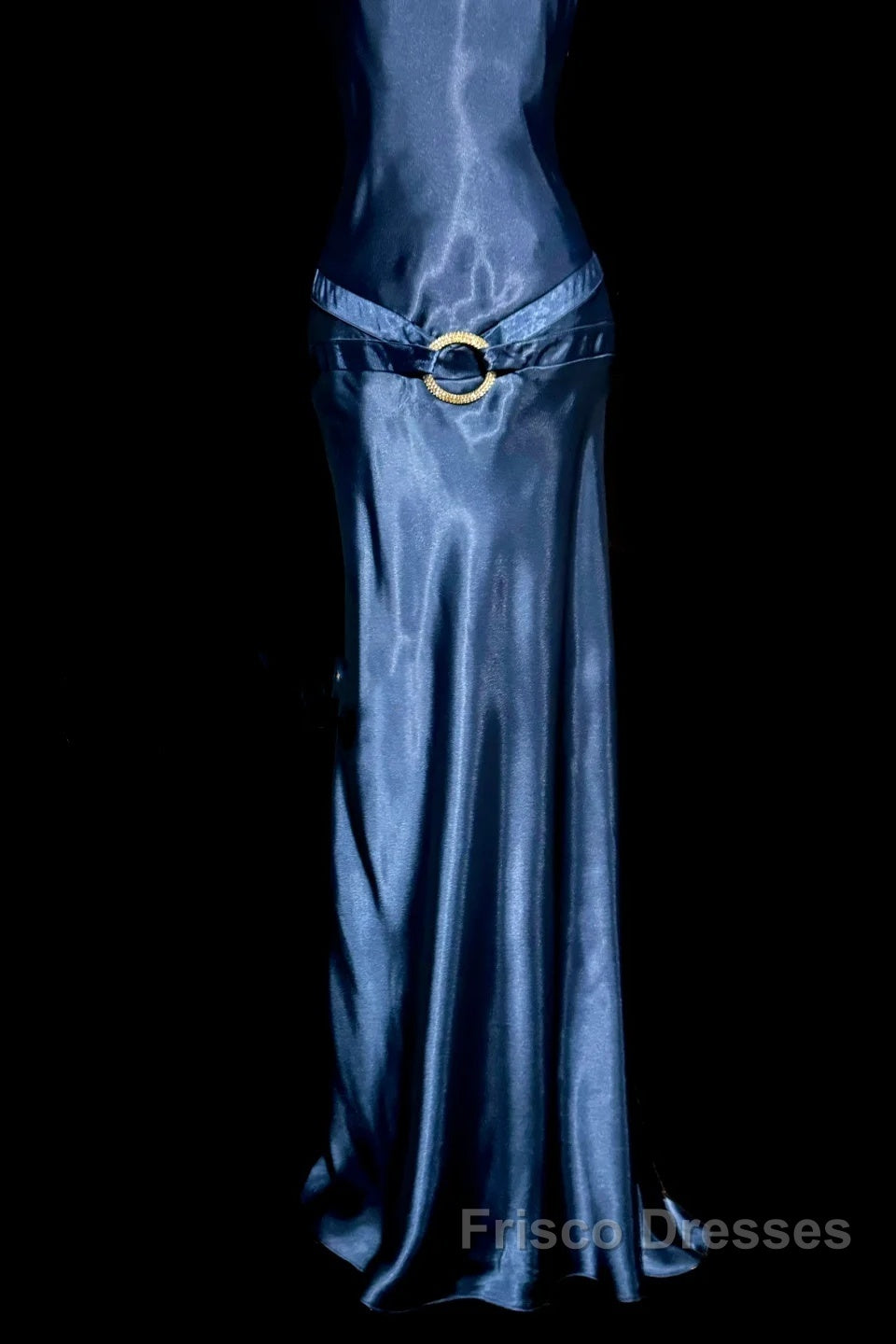 Vintage Mermaid Halter Neck Blue Satin Backless Formal Prom Gown Fairy Formal Prom Dress